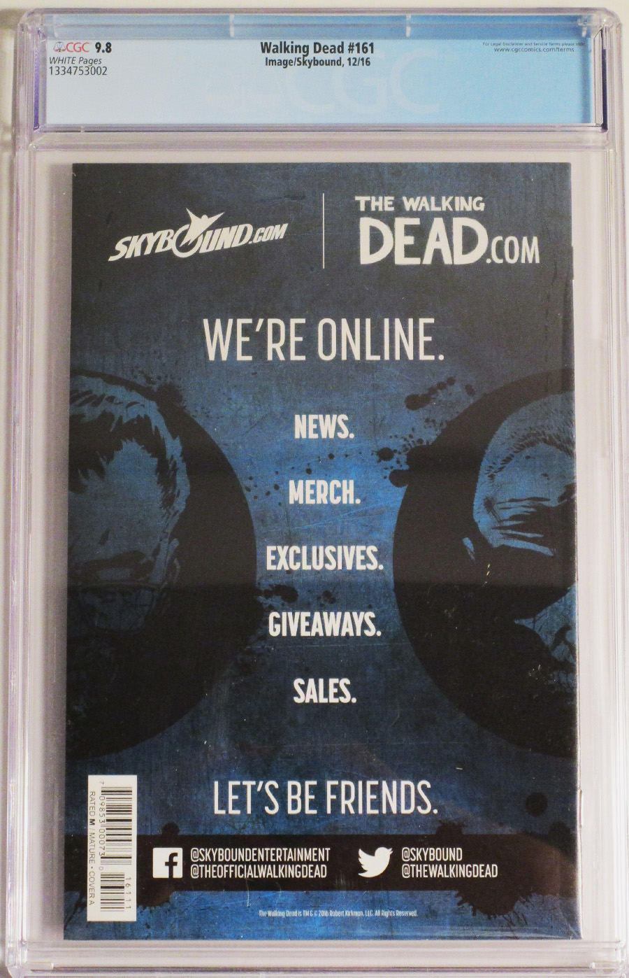 Walking Dead #161 Cover C Charlie Adlard & Dave Stewart CGC 9.8