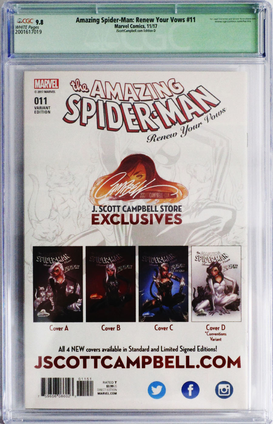 Amazing Spider-Man Renew Your Vows Vol 2 #11 Cover B CGC Qualified 9.8 J Scott Campbell Variant Cover Signed by J Scott Campbell 