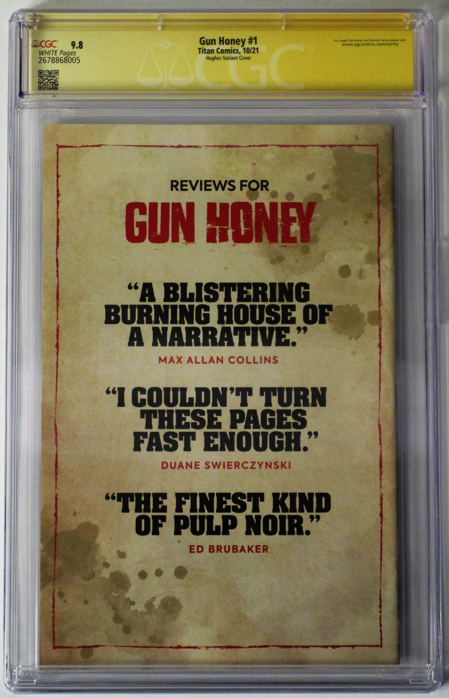 Hard Case Crime Gun Honey #1 Cover N Variant Adam Hughes Cover Signed by Charles Ardai CGC Graded 9.8