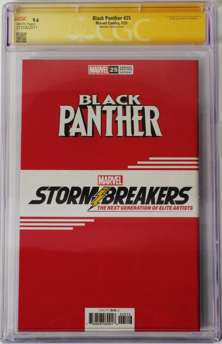 Black Panther Vol 7 #25 Cover M Variant Peach Momoko Stormbreakers Cover Signed by Peach Momoko CGC Graded 9.6