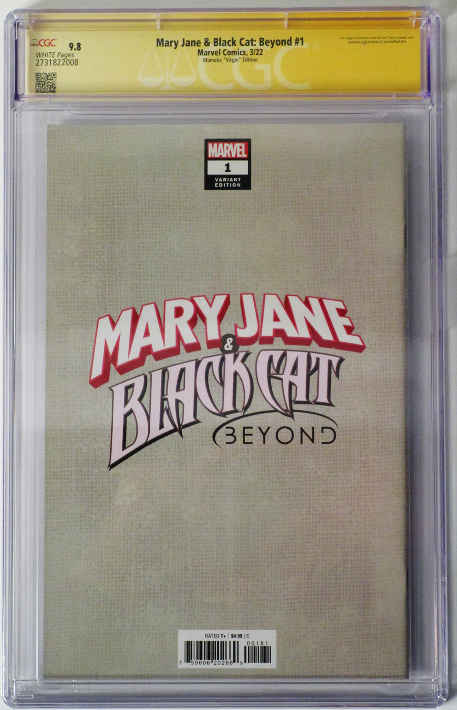 Mary Jane & Black Cat Beyond #1 (One Shot) Cover L Incentive Peach Momoko Virgin Cover Signed by Peach Momoko CGC Graded 9.8