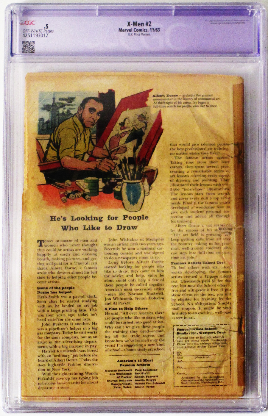 X-Men Vol 1 #2 Cover B CGC Restored 0.5
