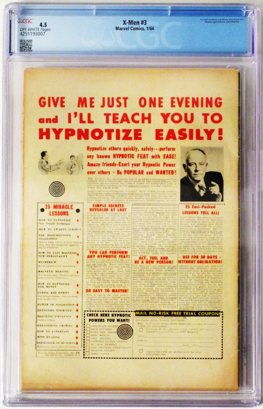 X-Men Vol 1 #3 Cover B CGC Graded 4.5