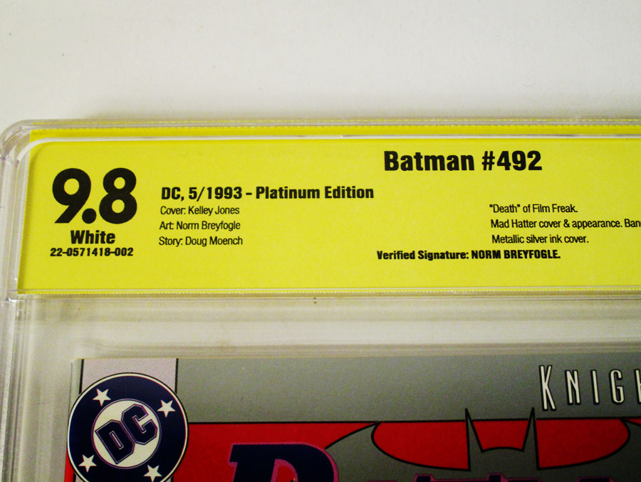 Batman #492 Cover F Platinum Edition Signed By Norm Breyfogle CBCS 9.8