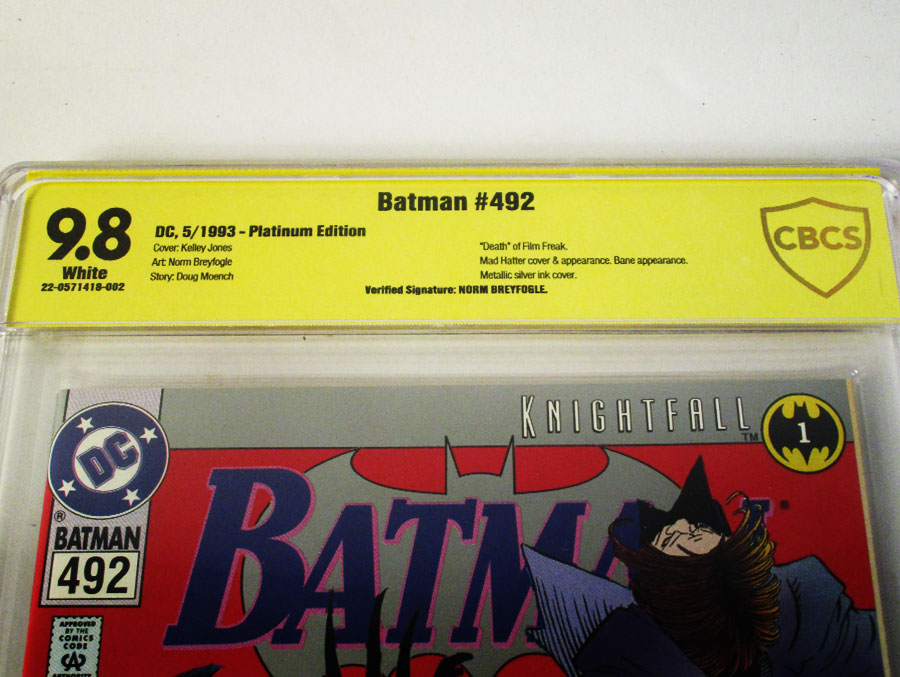 Batman #492 Cover F Platinum Edition Signed By Norm Breyfogle CBCS 9.8
