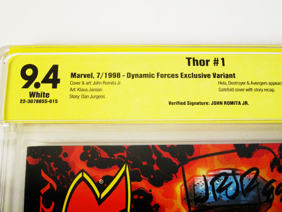 Thor Vol 2 #1 Cover G DF Variant Signed by John Romita Jr CBCS 9.4