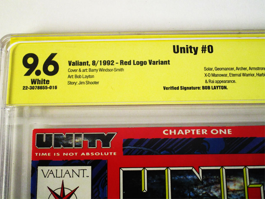 Unity #0 Cover C Red Cover Signed By Bob Layton CBCS 9.6