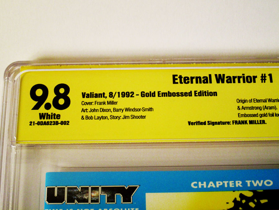 Eternal Warrior #1 Cover D (Gold Foil Logo) Signed By Frank Miller CBCS 9.8