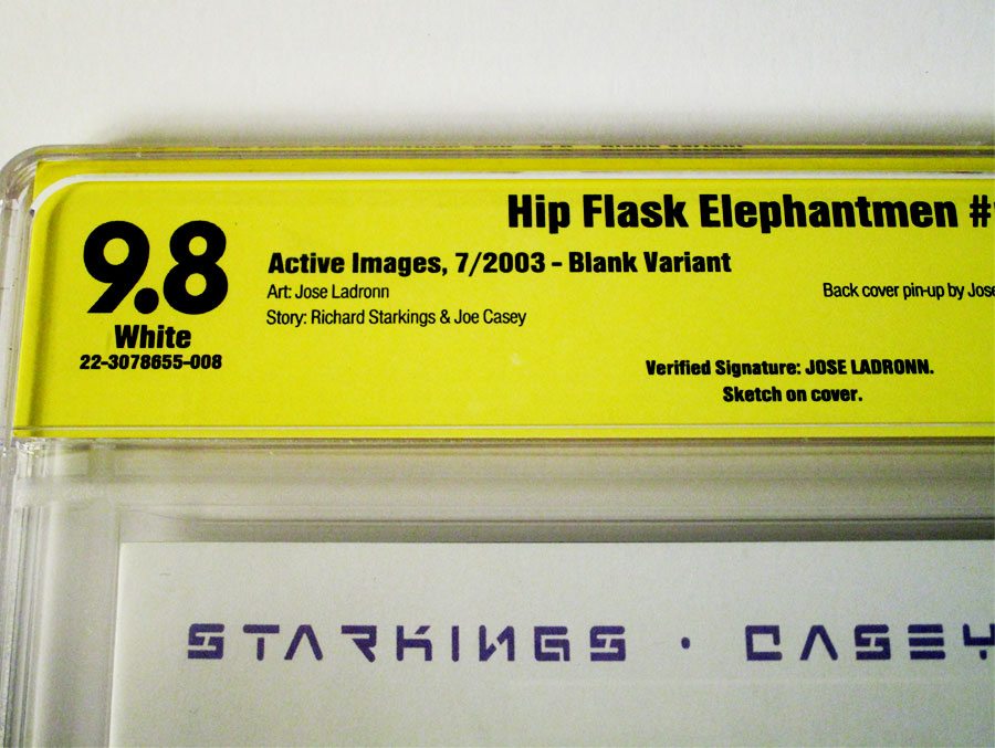 Hip Flask Elephantmen #1 Cover G Signed And Remarked By Jose Ladronn CBCS 9.8