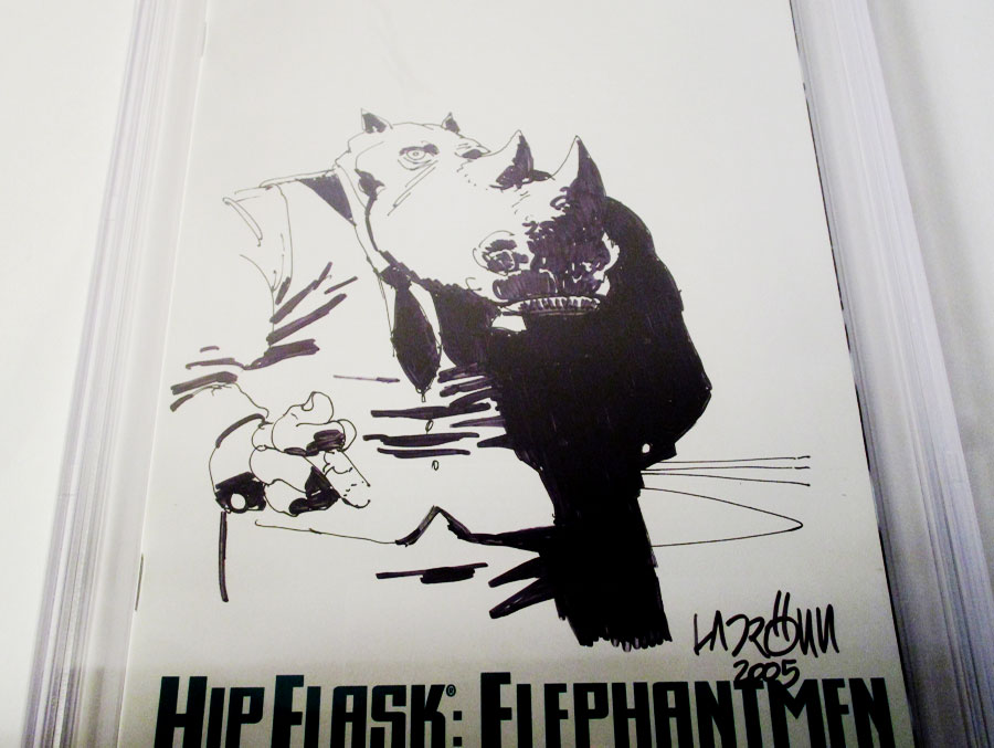 Hip Flask Elephantmen #1 Cover G Signed And Remarked By Jose Ladronn CBCS 9.8