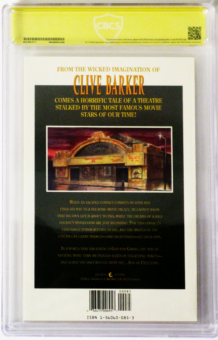 Son Of Celluloid #1 Cover B Signed By Clive Barker CBCS 9.8