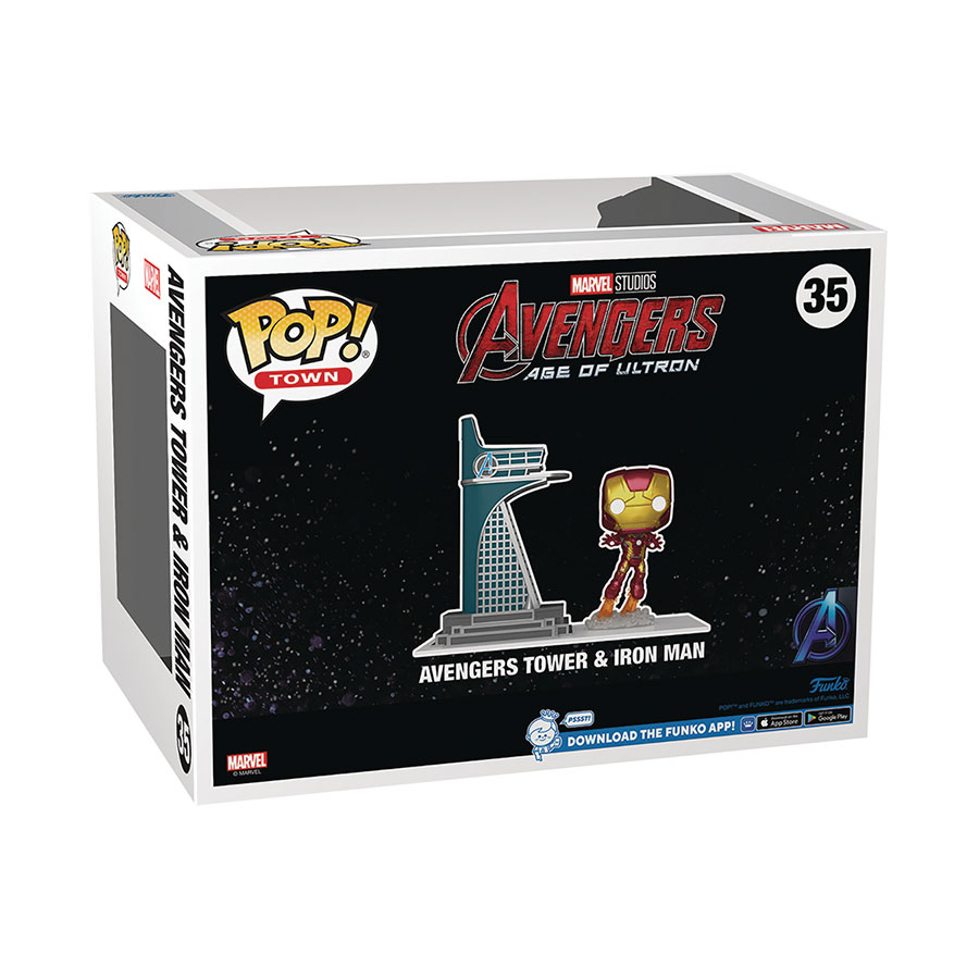 POP Town Avengers Age Of Ultron Avengers Tower With Glow-In-The-Dark Iron Man Previews Exclusive Vinyl Bobble Head