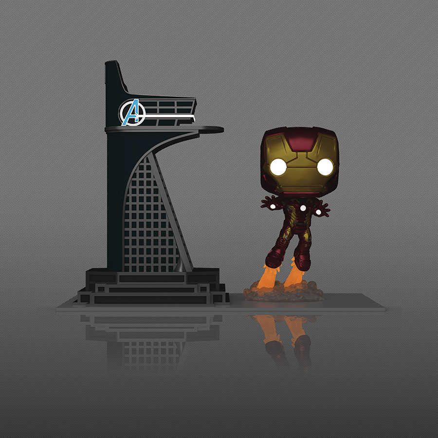 POP Town Avengers Age Of Ultron Avengers Tower With Glow-In-The-Dark Iron Man Previews Exclusive Vinyl Bobble Head
