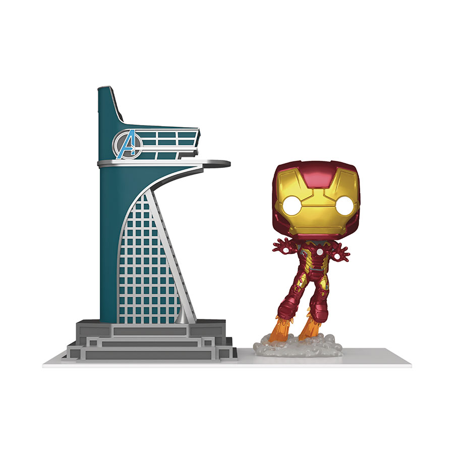POP Town Avengers Age Of Ultron Avengers Tower With Glow-In-The-Dark Iron Man Previews Exclusive Vinyl Bobble Head
