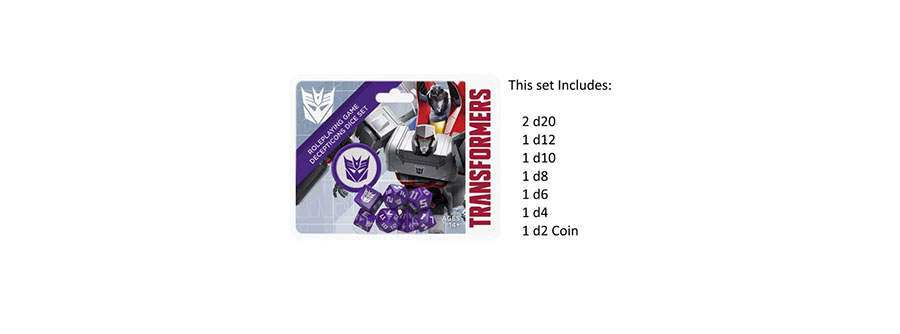 Transformers RPG Decepticon Dice Set