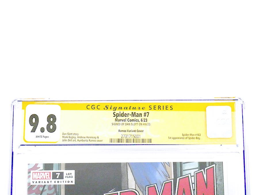 Spider-Man Vol 4 #7 Cover K Variant Humberto Ramos Top Secret Spoiler Cover CGC Signature Series 9.8 Signed By Dan Slott