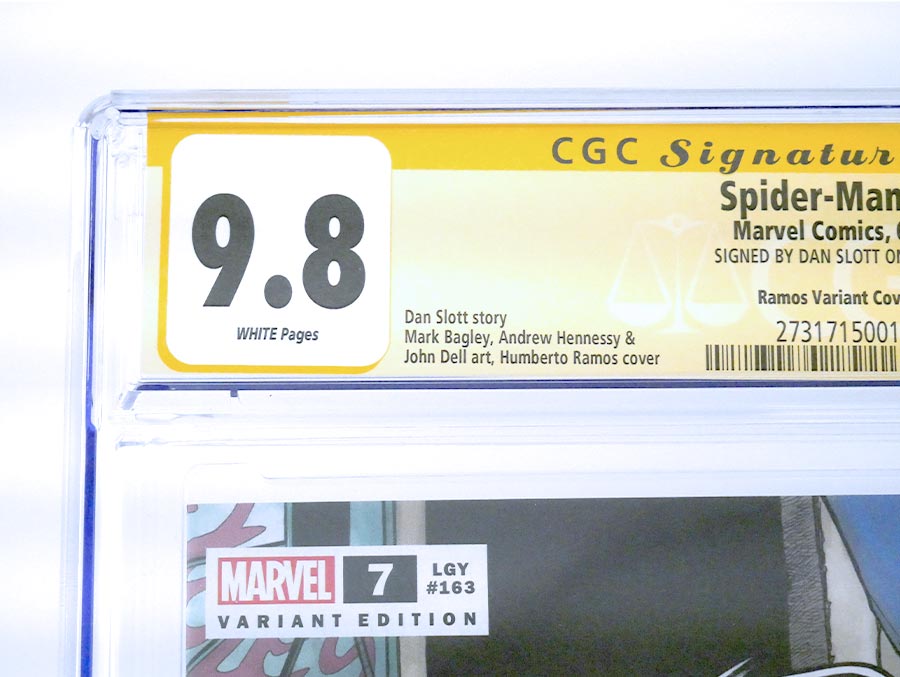 Spider-Man Vol 4 #7 Cover K Variant Humberto Ramos Top Secret Spoiler Cover CGC Signature Series 9.8 Signed By Dan Slott