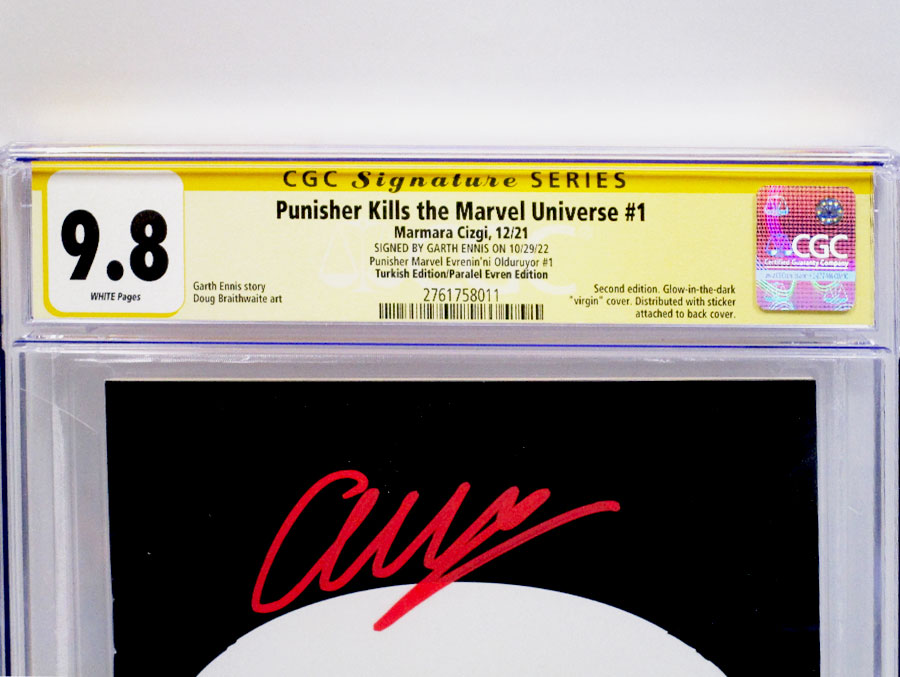 Punisher Kills The Marvel Universe #1 Cover G Signed by Garth Ennis Turkish Edition Paralel Evren Edition CGC Signature Series 9.8