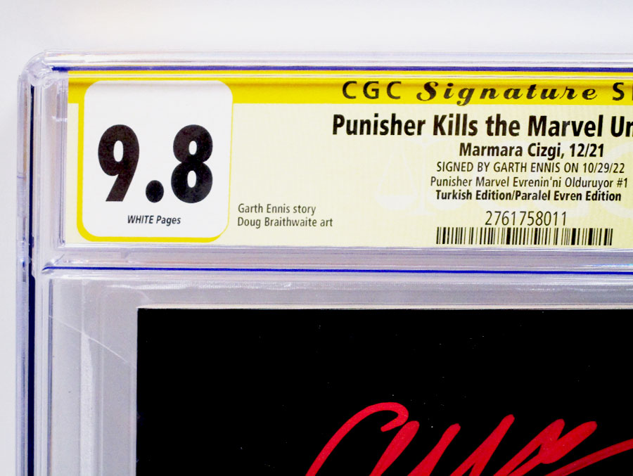 Punisher Kills The Marvel Universe #1 Cover G Signed by Garth Ennis Turkish Edition Paralel Evren Edition CGC Signature Series 9.8
