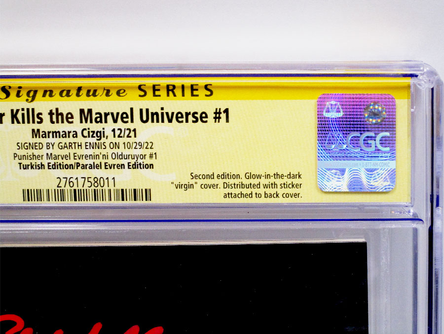 Punisher Kills The Marvel Universe #1 Cover G Signed by Garth Ennis Turkish Edition Paralel Evren Edition CGC Signature Series 9.8