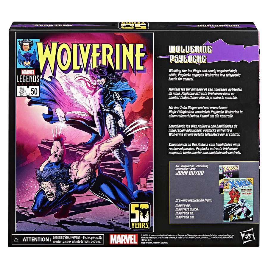 Marvel Legends Wolverine 50th Anniversary Wolverine & Psylocke 2-Pack 6-Inch Action Figure