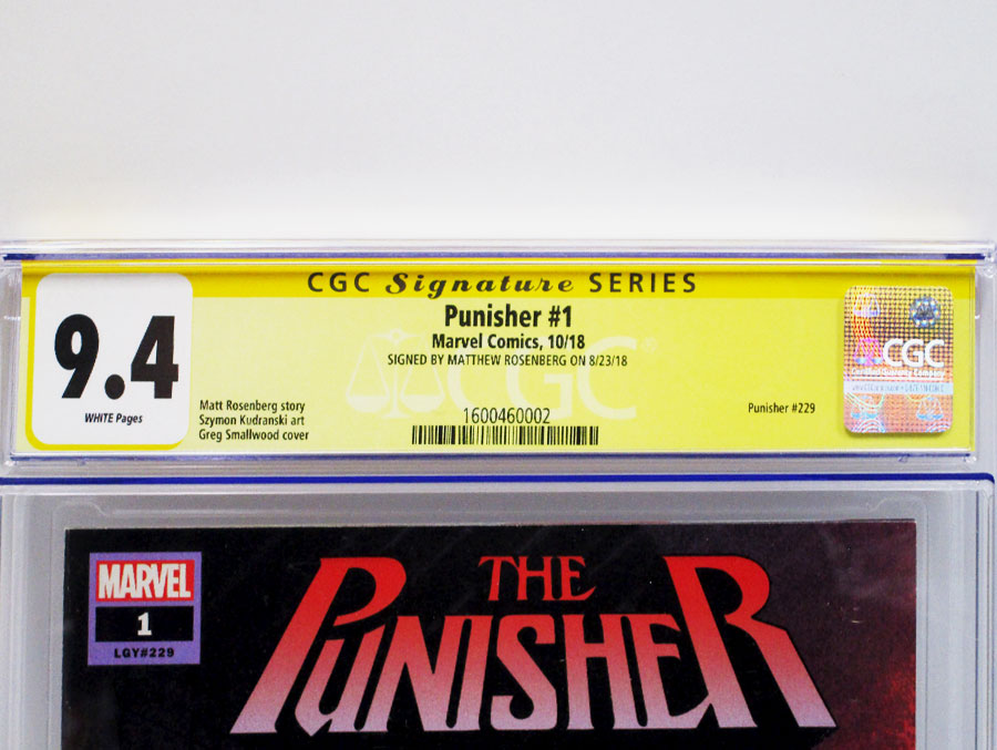 Punisher Vol 11 #1 Cover M 1st Ptg Regular Greg Smallwood Cover CGC Signature Series 9.4 Signed By Matthew Rosenberg