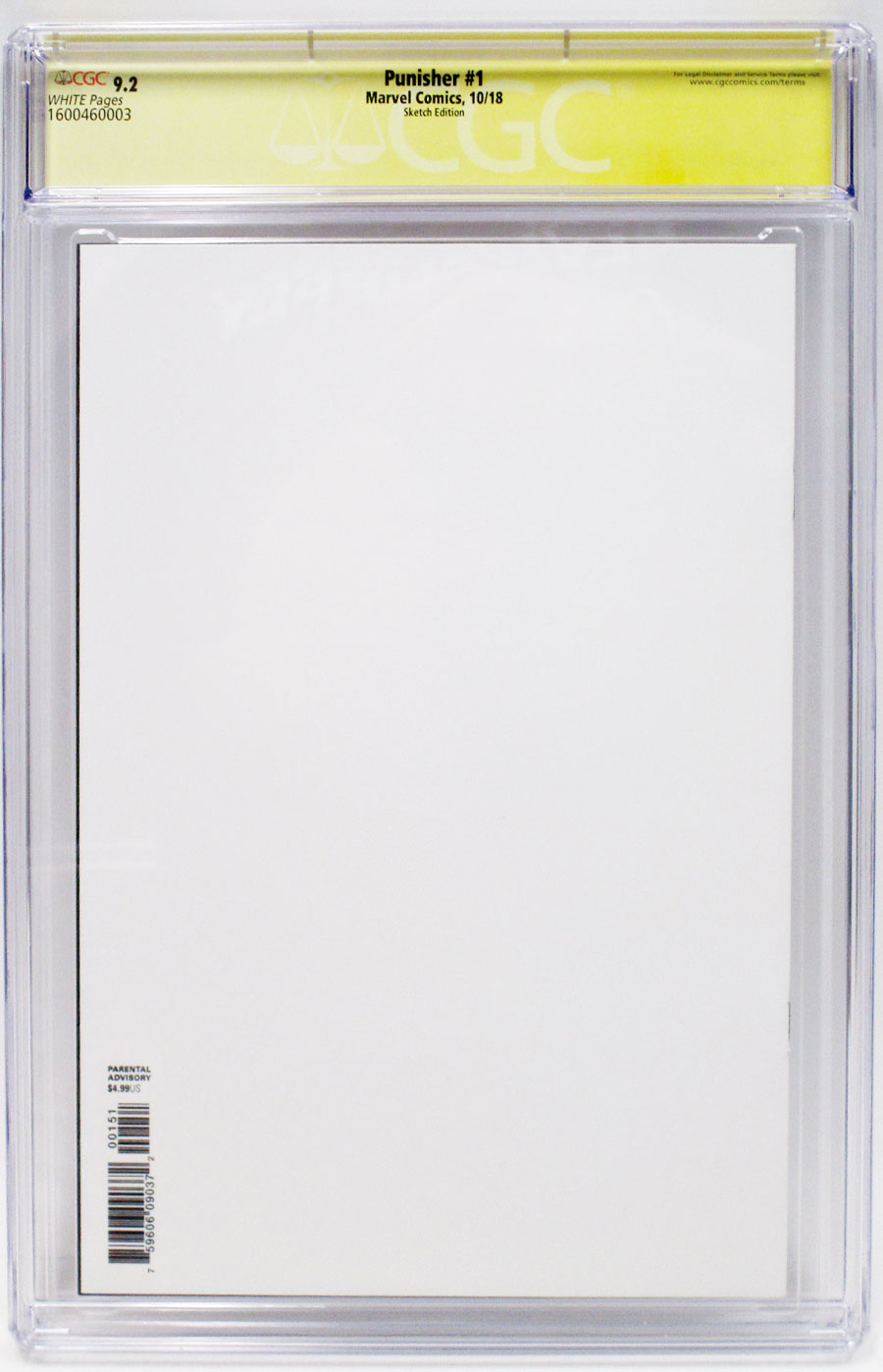 Punisher Vol 11 #1 Cover N Variant Blank Cover CGC Signature Series 9.2 Signed By Matthew Rosenberg