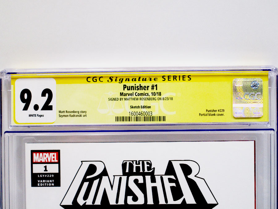 Punisher Vol 11 #1 Cover N Variant Blank Cover CGC Signature Series 9.2 Signed By Matthew Rosenberg