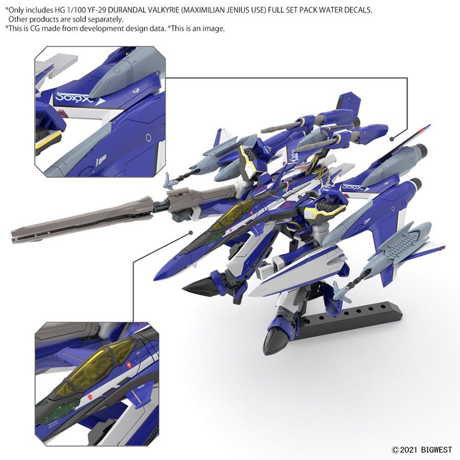 Macross Water Decals - Bag Of 6 Units - High Grade 1/100 YF-29 Durandal Valkyrie (Maximilian Jenius Use) Full Set Pack