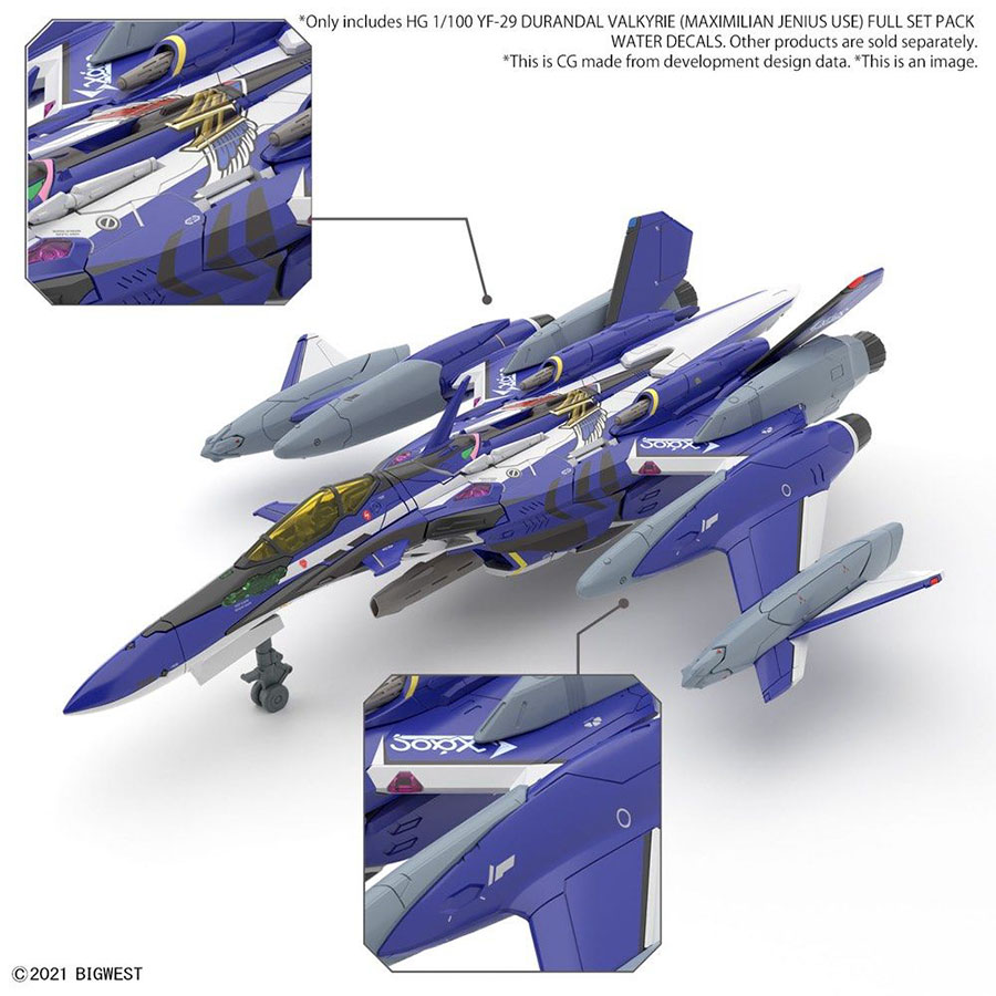 Macross Water Decals - Bag Of 6 Units - High Grade 1/100 YF-29 Durandal Valkyrie (Maximilian Jenius Use) Full Set Pack