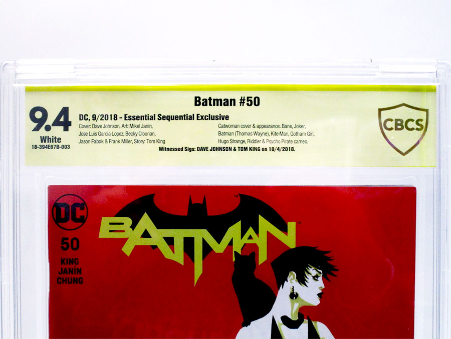 Batman Vol 3 #50 Cover Z-Z Essential Sequential Exclusive Dave Johnson Variant Cover CBCS 9.4 Signed by Dave Johnson and Tom King