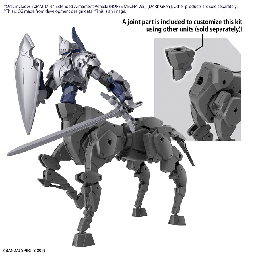 30 Minutes Missions Extended Armament Vehicle 1/144 Kit #EV-16 Horse Mecha Ver. (Dark Gray)