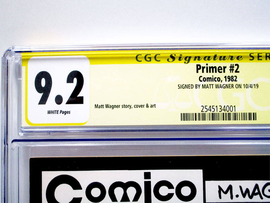 Primer (Comico ) #2 Cover B CGC Signature Series 9.2 Signed By Matt Wagner