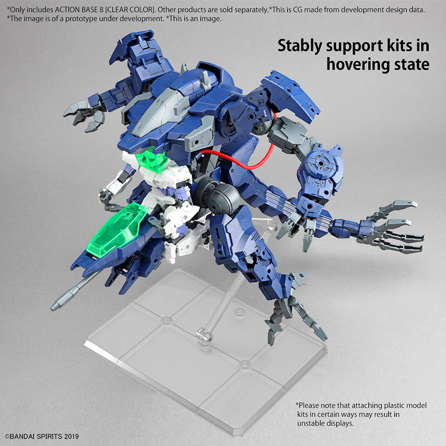 Action Base 8 Display Stand Clear Color (For 1/100 / MG / Full Mechanics / 30MM Kits)