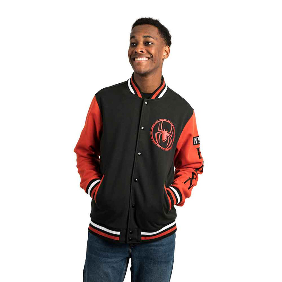 Marvel Spider-Man Miles Morales Fleece Varsity Jacket Small