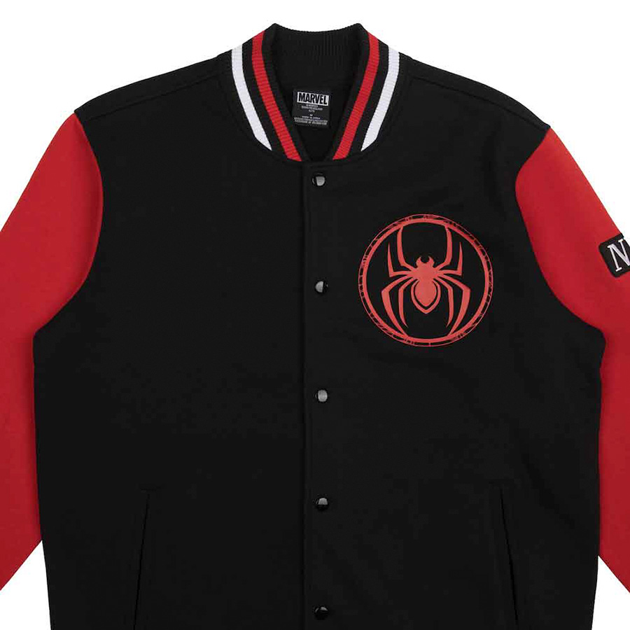 Marvel Spider-Man Miles Morales Fleece Varsity Jacket Medium