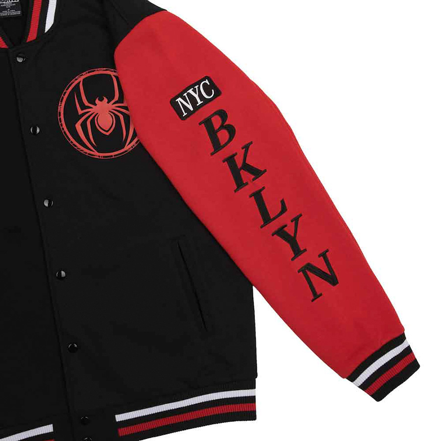 Marvel Spider-Man Miles Morales Fleece Varsity Jacket Large
