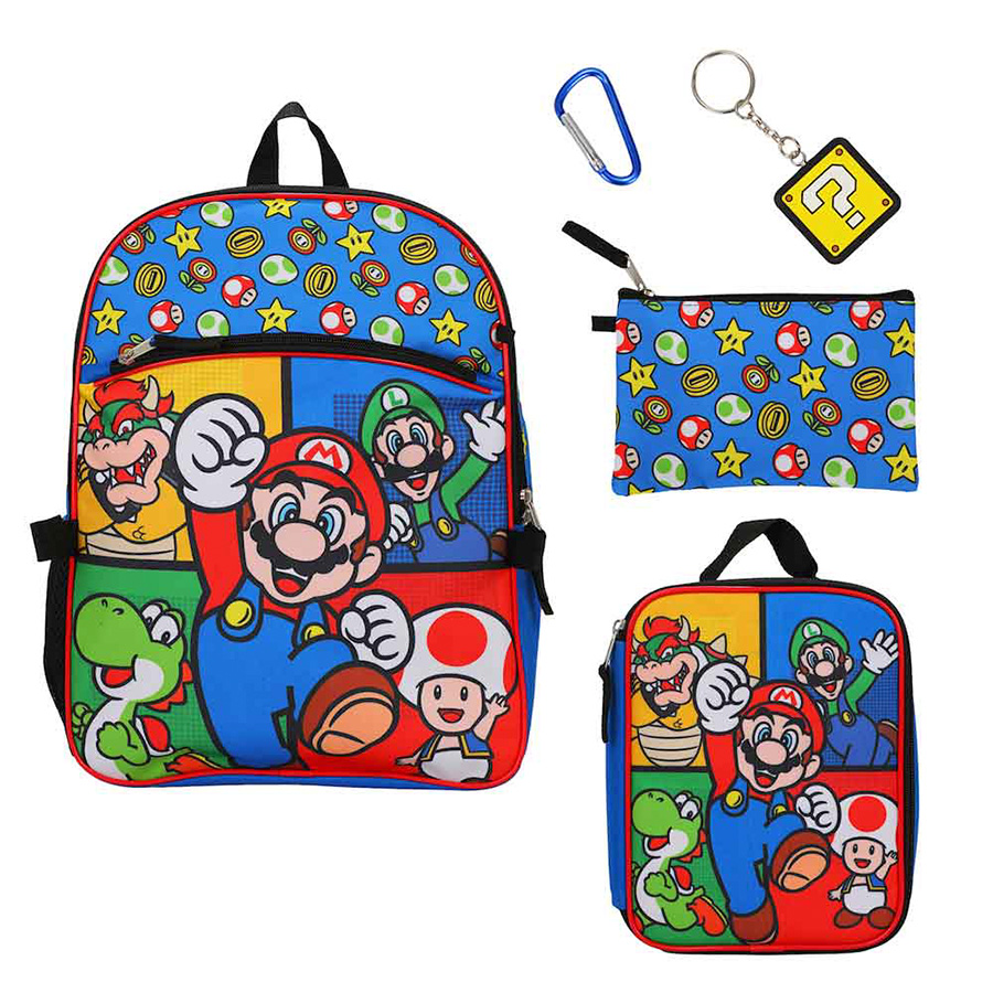 Super Mario 5-Piece Youth Backpack Set