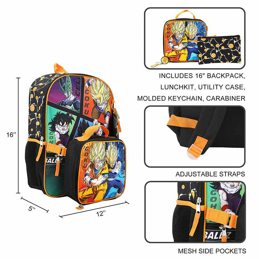 Dragon Ball Z 5-Piece Youth Backpack Set