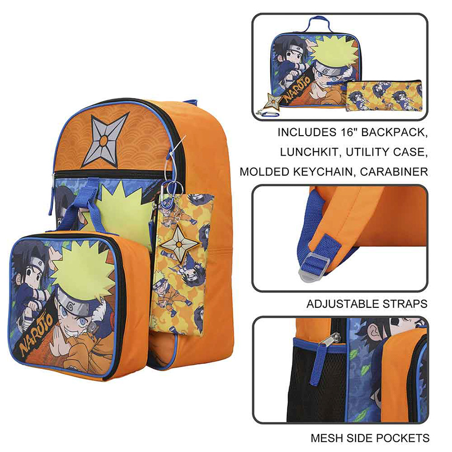 Naruto Chibi 5-Piece Youth Backpack Set
