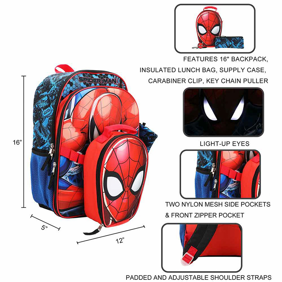 Marvel Spider-Man 5-Piece Youth Backpack Set