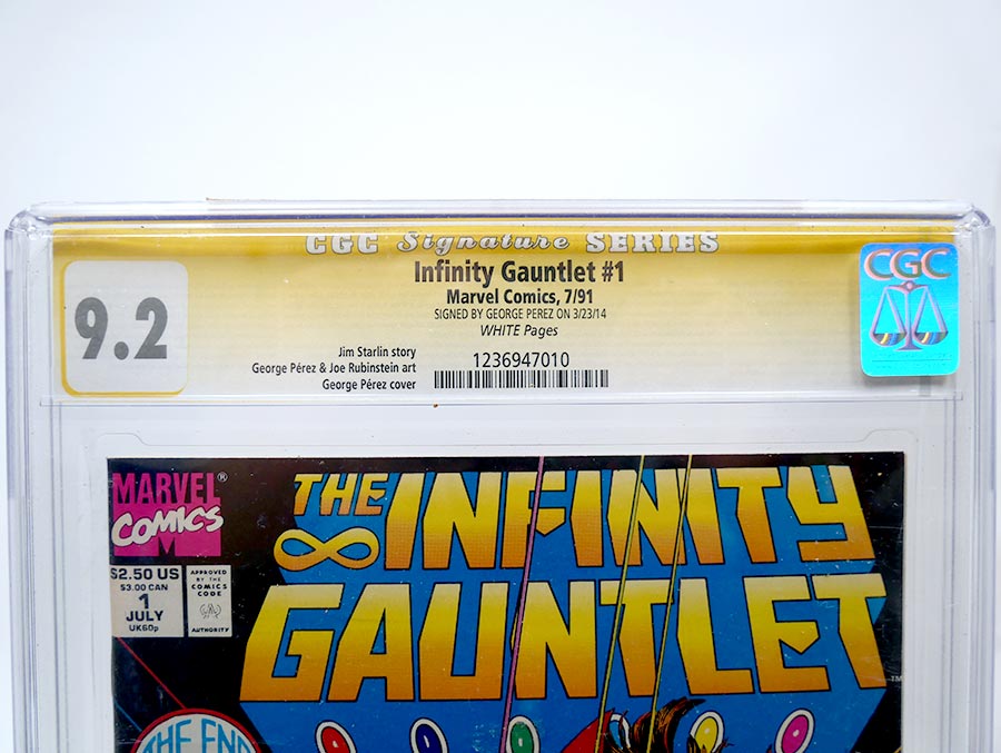 Infinity Gauntlet #1 Cover E CGC Signature Series 9.2 Signed by George Perez