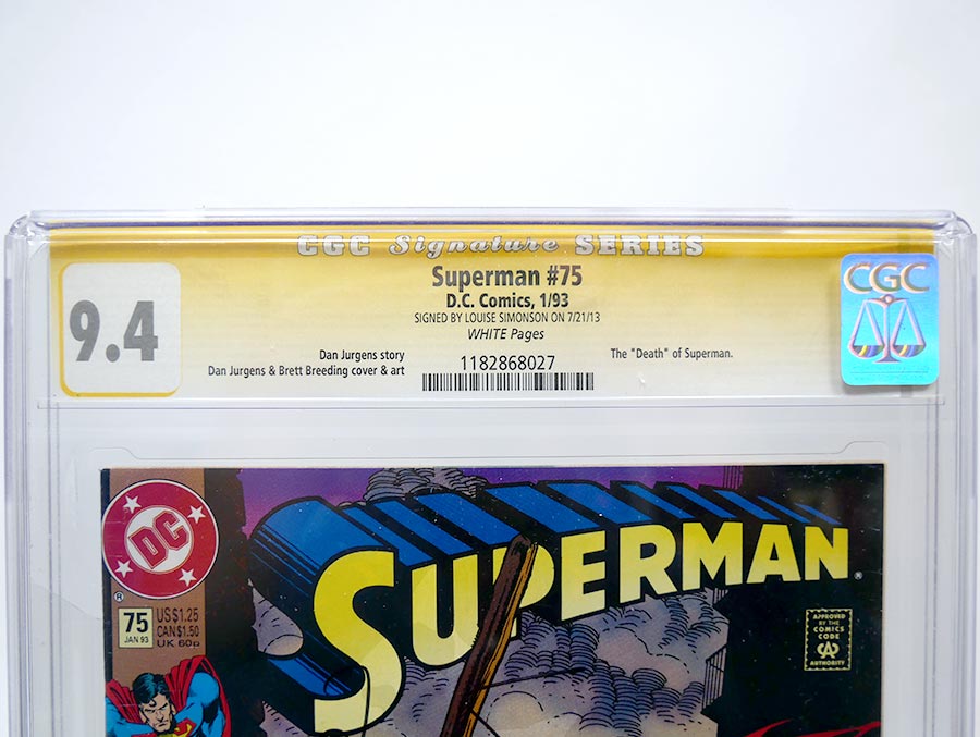 Superman Vol 2 #75 Cover Q CGC Signature Series 9.4 Signed by Louis Simonson Direct Sales Edition No UPC 1st Ptg