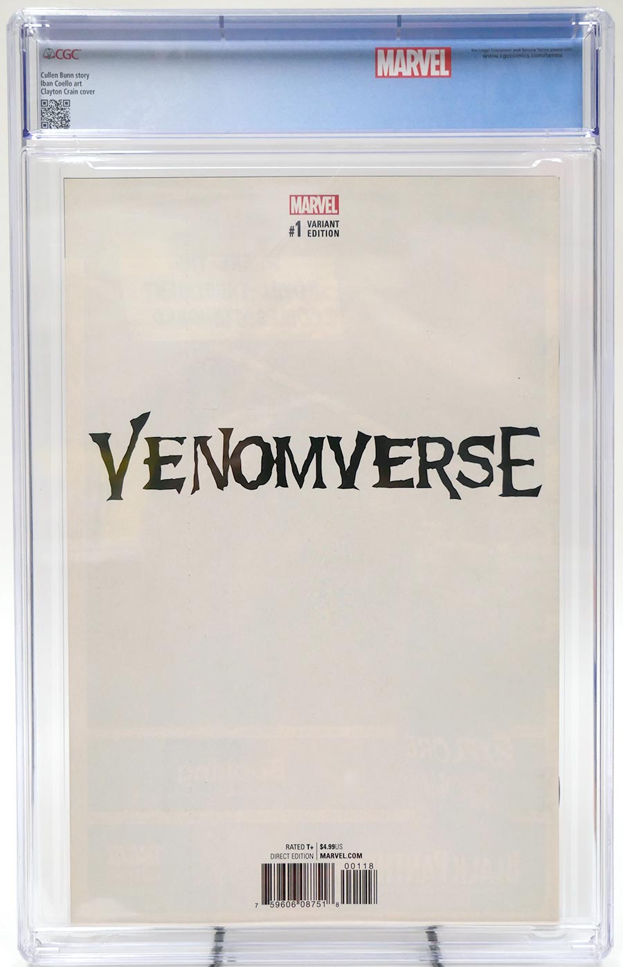 Venomverse #1 Cover N Variant Clayton Crain Virgin Connecting Cover CGC 9.6