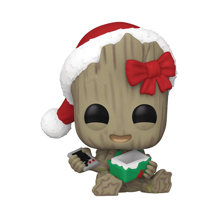 POP Marvel Holiday Groot With Gift Vinyl Bobble Head