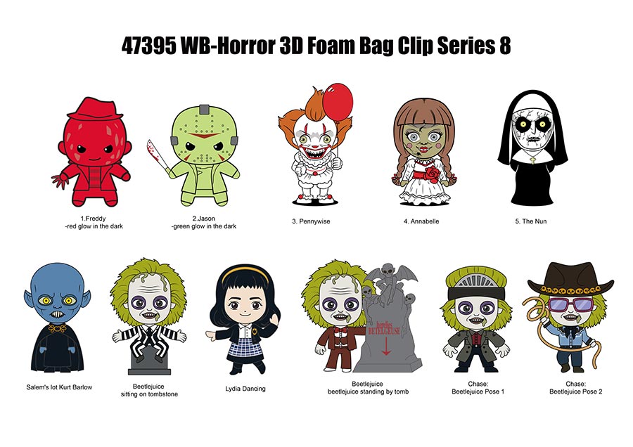 WB Horror 3D Foam Bag Clip Series 8 Blind Mystery Box 24-Piece Display
