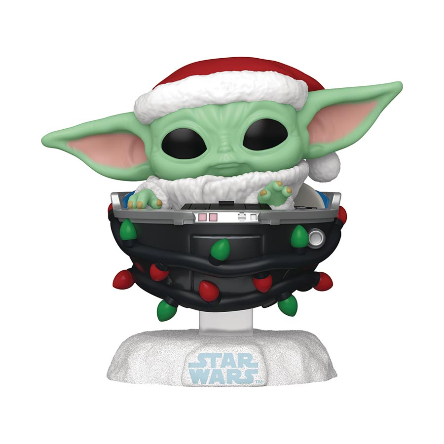 POP Star Wars The Mandalorian Holiday Grogu In Pram Vinyl Bobble Head