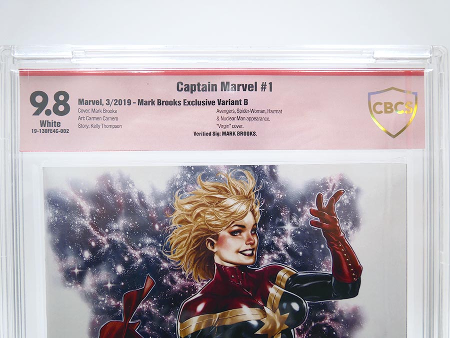 Captain Marvel Vol 9 #1 Cover P CBCS Verified Signature 9.8 Signed by Mark Brooks Comic Sketch Art Exclusive Mark Brooks Virgin Variant Cover