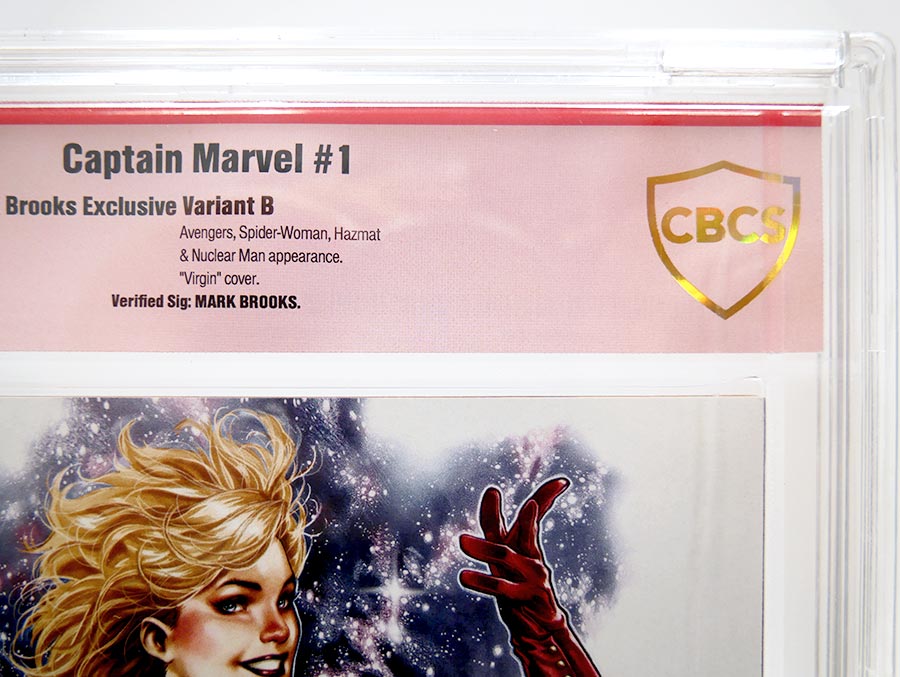 Captain Marvel Vol 9 #1 Cover P CBCS Verified Signature 9.8 Signed by Mark Brooks Comic Sketch Art Exclusive Mark Brooks Virgin Variant Cover