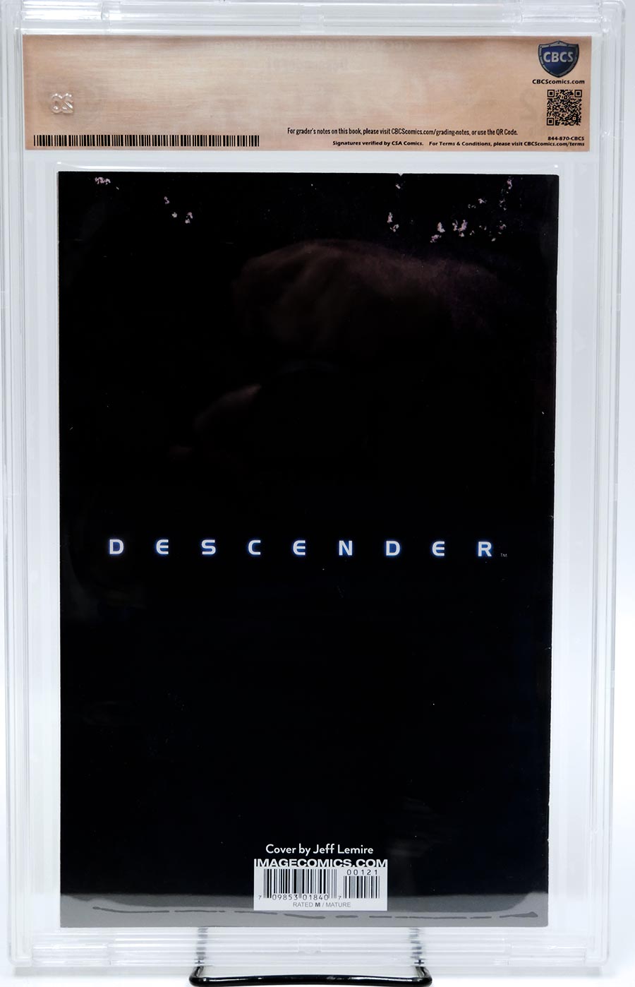 Descender #1 Cover D CBCS Verified Signature 9.2 Signed by Dustin Nguyen and Jeff Lemire 1st Ptg Jeff Lemire